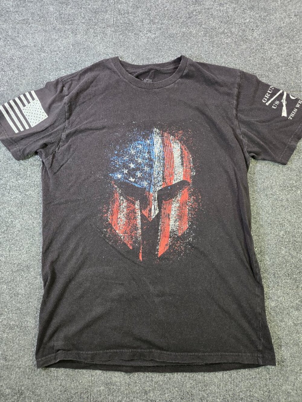 Grunt Style Spartan T-Shirt Mens L Black 2nd Amendment Graphic Short Sleeve Tee